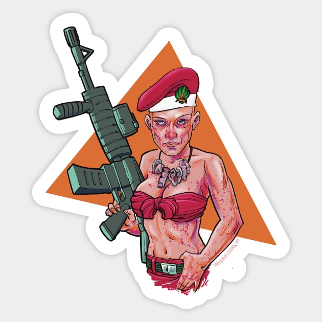 bloody women christmass soldier Sticker by Paskalamak